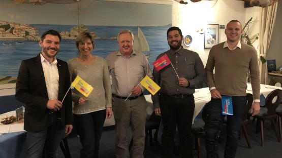 Ortsvorstand der FDP Vilshofen: v.l Josef Freundorfer, Carmen Brücher (Wahlleitung), Werner Hölzl, Patrick Sessa, Simon Euler