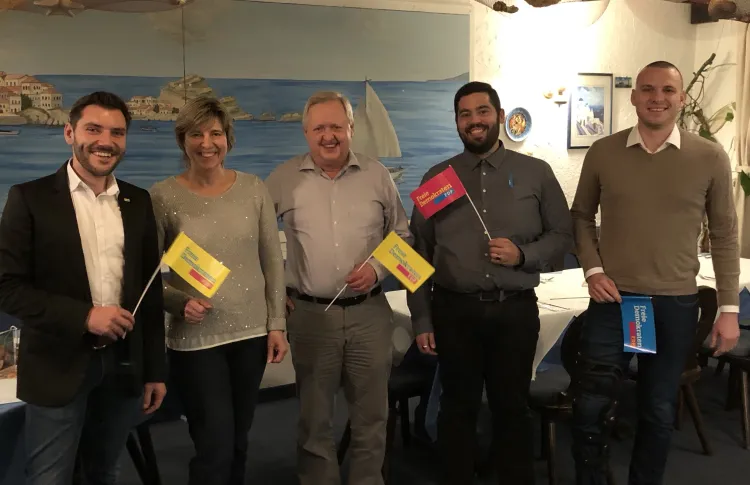 Ortsvorstand der FDP Vilshofen: v.l Josef Freundorfer, Carmen Brücher (Wahlleitung), Werner Hölzl, Patrick Sessa, Simon Euler